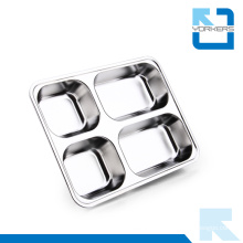 4 Dividers Stainless Steel Food Serving Tray with Compartments Divided Food Tray